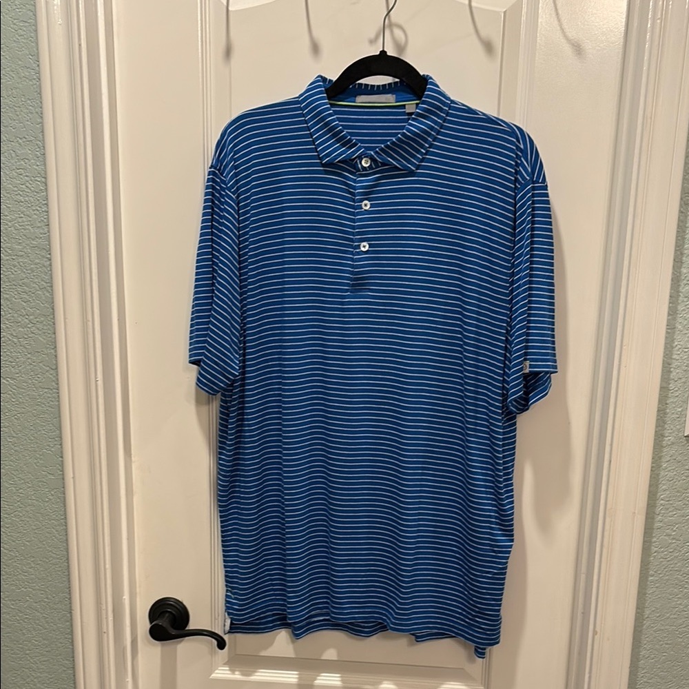 Panda Bamboo Blue Striped Polo Shirt sz XL